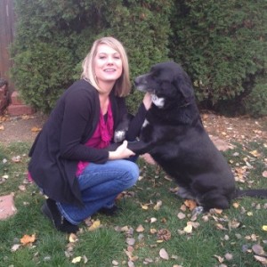 Brooke with a black dog